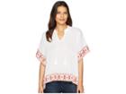 Nydj Square Cascade Popover (optic White/blaze Embroidery) Women's Clothing