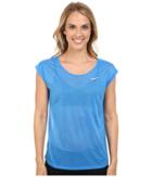 Nike Dri-fittm Cool Breeze Running Top (light Photo Blue/reflective Silver) Women's Short Sleeve Pullover