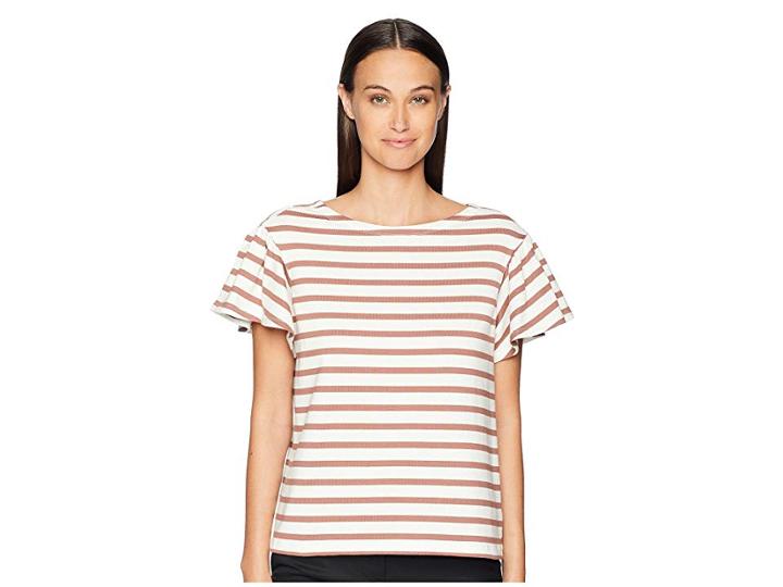 Kate Spade New York Stripe Drop Shoulder Tee (off-white/suntan) Women's T Shirt