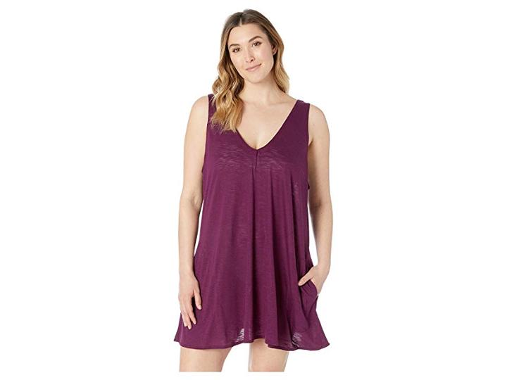 Becca By Rebecca Virtue Plus Size Tank Dress Cover-up (merlot) Women's Swimwear