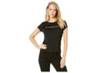 Bebe Dallas With New Silver Logo Top (jet Black) Women's T Shirt