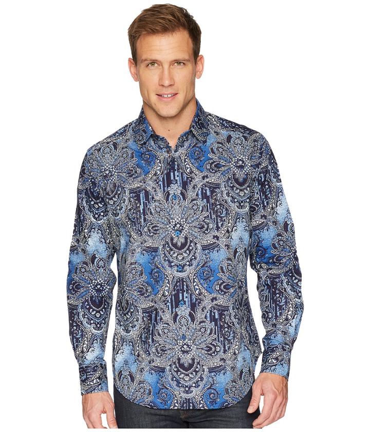 Robert Graham Rivero Long Sleeve Woven Shirt (blue) Men's Clothing