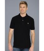 U.s. Polo Assn. Solid Cotton Pique Polo With Small Pony (black/white) Men's Short Sleeve Knit
