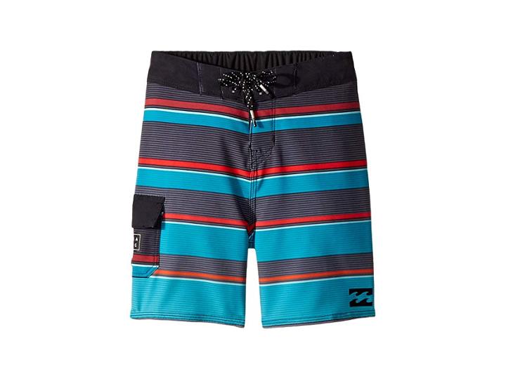 Billabong Kids All Day X Stripe Boardshorts (toddler/little Kids) (aqua) Boy's Swimwear