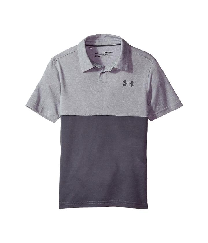 Under Armour Kids Threadborne Blocked Polo (big Kids) (true Gray Heather/rhino Gray/rhino Gray) Boy's Clothing