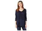 Mod-o-doc Tonal Tencel Stripe Boxy Pullover Hoodie (true Navy) Women's Sweatshirt