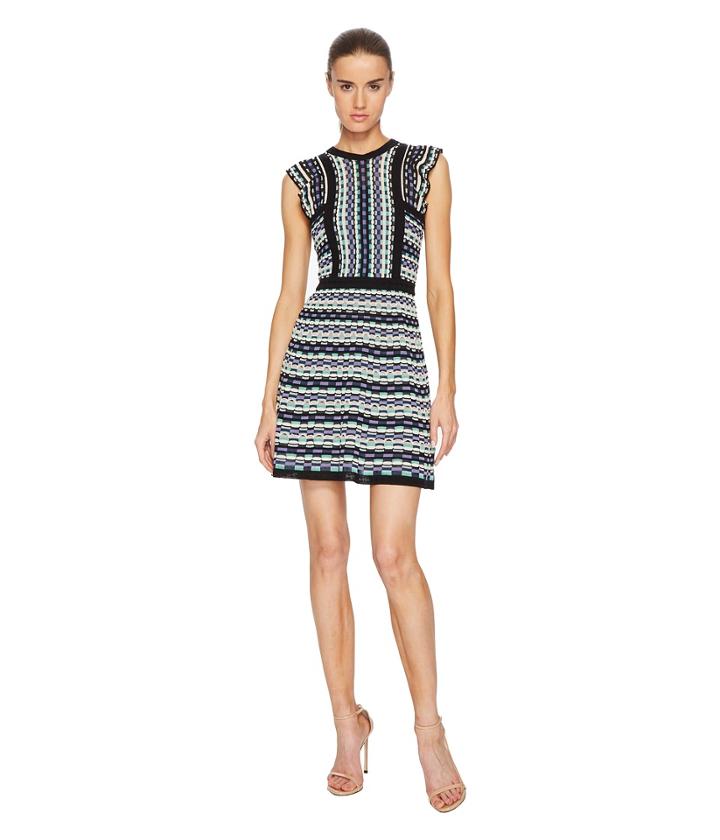 M Missoni Colorful Check Dress With Ruffle (white) Women's Dress