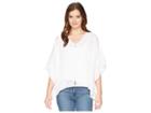 Catherine Catherine Malandrino Delilah Washed Eyelet Kimono Draped Top (bright White) Women's Clothing