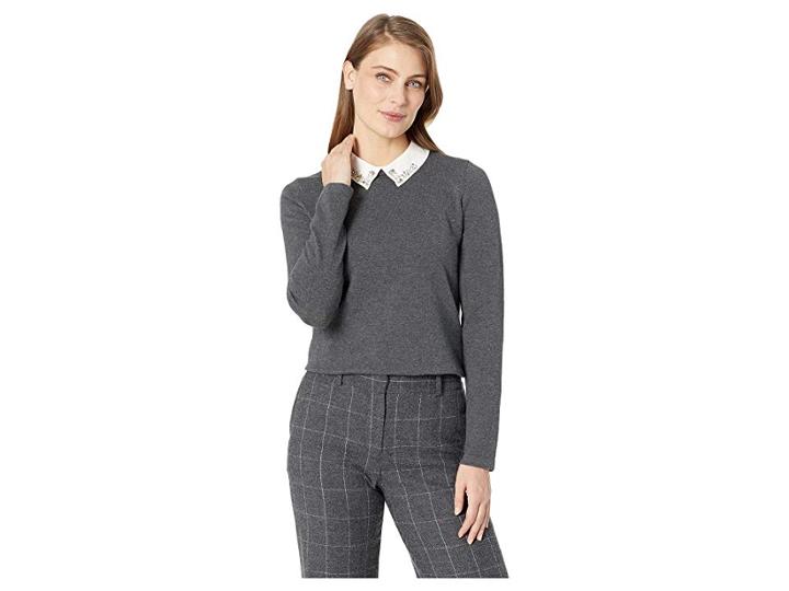 Cece Long Sleeve Embellished Collar Sweater (medium Heather Grey) Women's Sweater