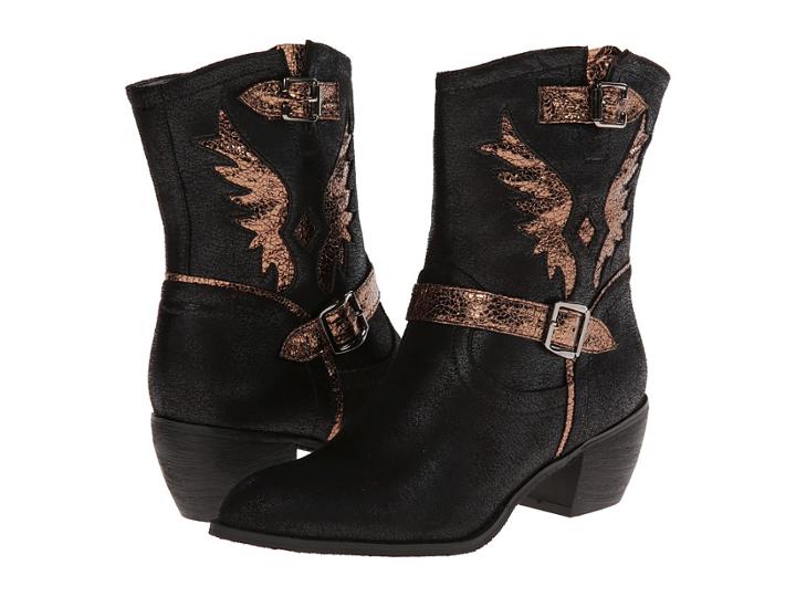 Roper Metallic Wing Ankle Boot (black) Cowboy Boots
