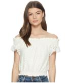 Jack By Bb Dakota Bouchon Stretch Lace Smocked Top (ivory) Women's Clothing