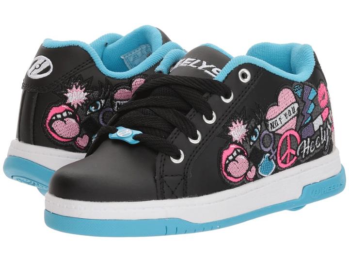 Heelys Split (little Kid/big Kid/adult) (black/aqua/peace Patch) Kids Shoes