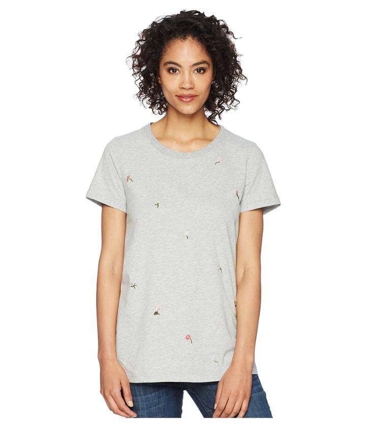 Mod-o-doc Classic Jersey Ditsy Embroidered Short Sleeve T-shirt (heather Grey) Women's T Shirt