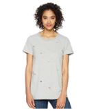 Mod-o-doc Classic Jersey Ditsy Embroidered Short Sleeve T-shirt (heather Grey) Women's T Shirt