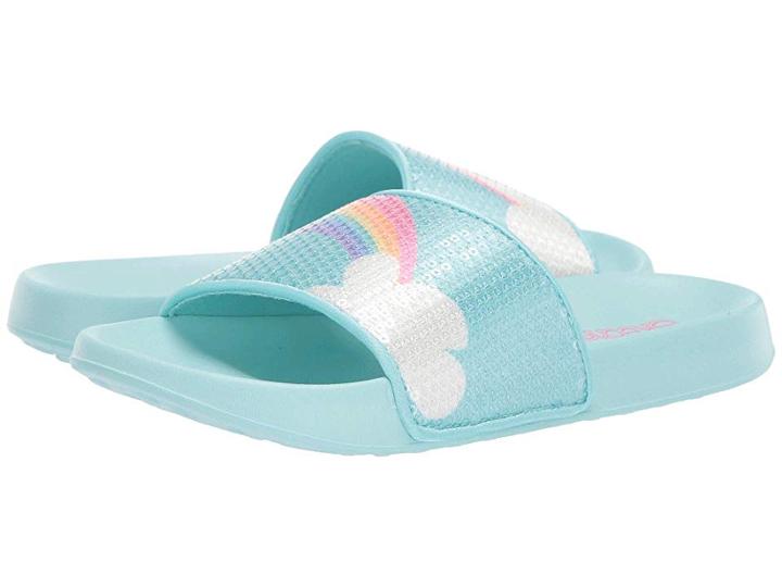 Skechers Kids Sunny Slides (little Kid/big Kid) (light Blue/multi) Girl's Shoes
