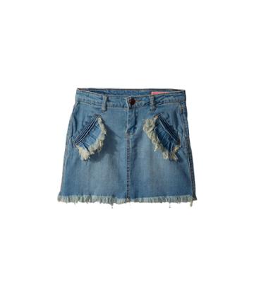 Blank Nyc Kids Denim Mini Skirt With Ruffle Pocket Detail In Go All Out (big Kids) (go All Out) Girl's Skirt