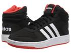 Adidas Kids Hoops Mid 2 (little Kid/big Kid) (black/white/hi-res Red) Kids Shoes