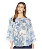 Hale Bob Moroccan Dreams Lightweight Rayon Dot Woven Top (blue) Women's Clothing
