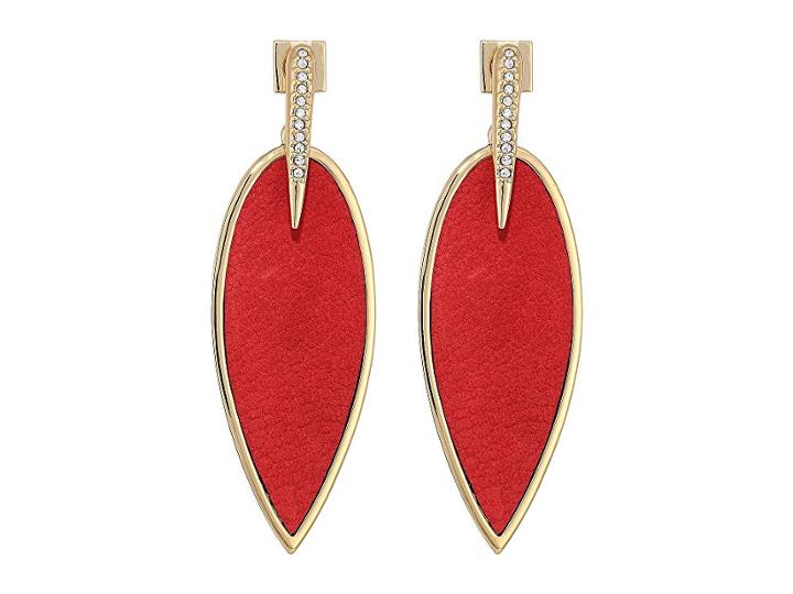 Vince Camuto Inlaid Leather Front Statement Earrings (gold 1) Earring