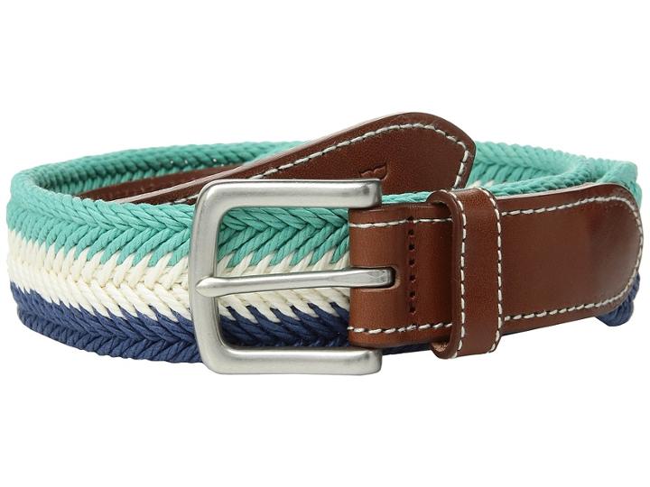 Vineyard Vines Prep Stripe Waxed Cord Belt (capri Blue) Men's Belts
