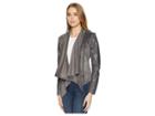 Blank Nyc Faux Suede Drape Front Jacket In Charcoal Grey (charcoal Grey) Women's Coat