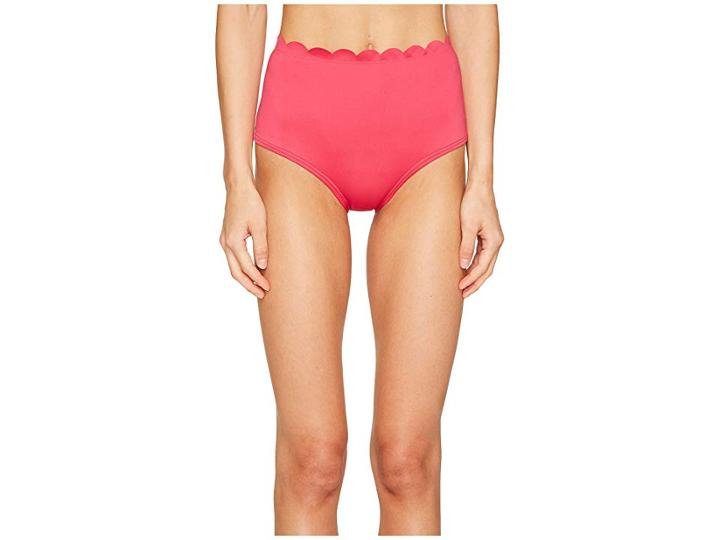 Kate Spade New York Core Solids #79 Scalloped High-waist Bikini Bottom (tagine Pink) Women's Swimwear