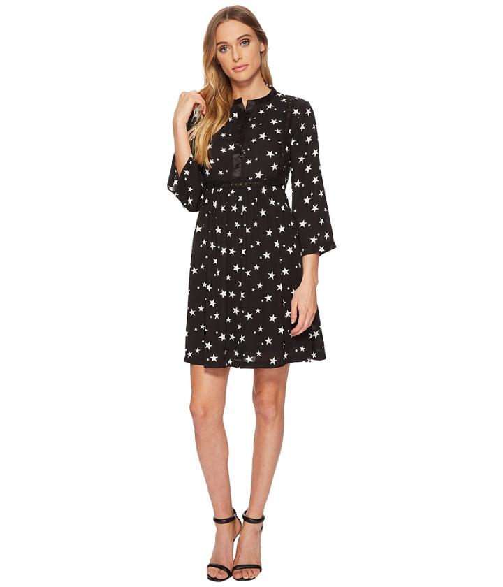 Romeo & Juliet Couture Star Print Swing Dress (black) Women's Dress