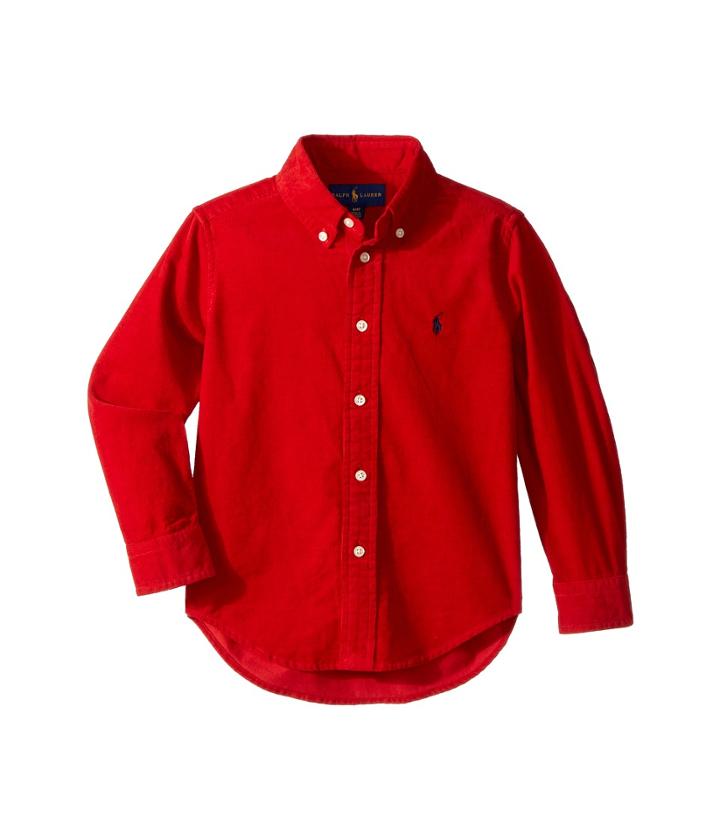Polo Ralph Lauren Kids Cotton Corduroy Sport Shirt (toddler) (martin Red) Boy's Clothing