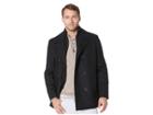 Kenneth Cole New York Double Breasted Wool Peacoat W/ Inner Vestie (black) Men's Coat