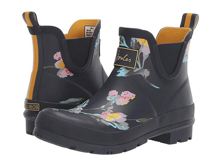 Joules Wellibob (dark Grey Floral) Women's Rain Boots