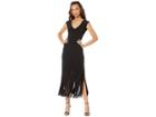 Bebe Raw Fringe Hem Dress (black) Women's Dress
