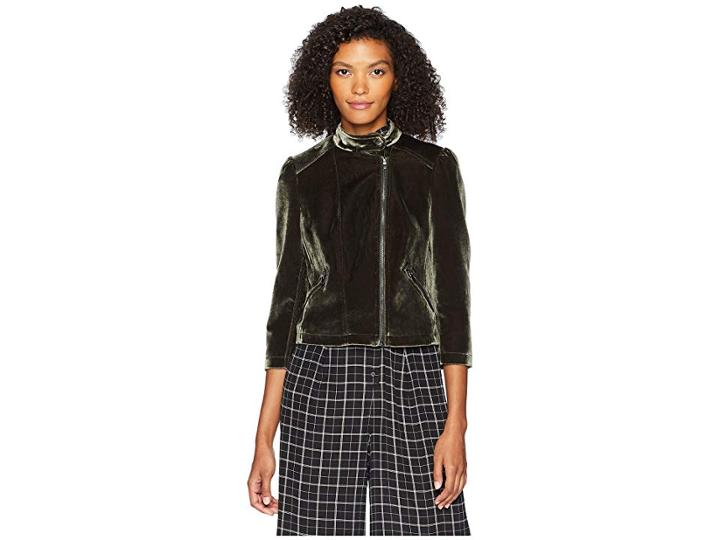 Rebecca Taylor Velvet Moto Jacket (army) Women's Coat
