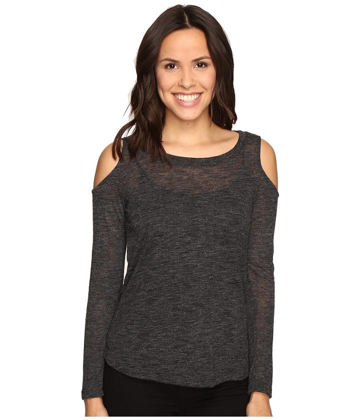 Splendid Cold Shoulder Top (charcoal) Women's Clothing