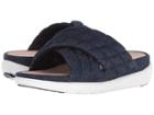 Fitflop Loosh Luxetm Cross Slide Leather Sandals (dark Blue Denim) Women's  Shoes