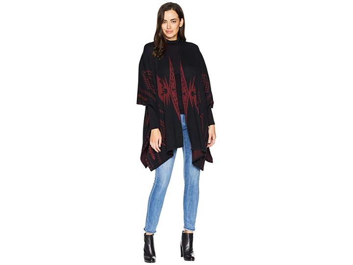 Wrangler Open Front Drape Cardigan (black/brown) Women's Sweater