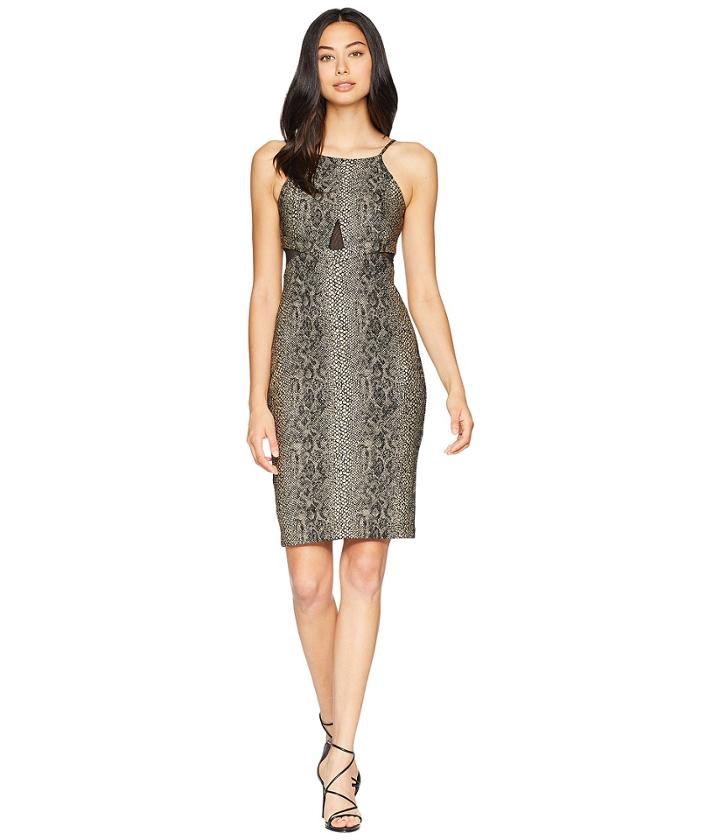 Bebe Bodycon Animal Foil Printed Dress (gold) Women's Dress