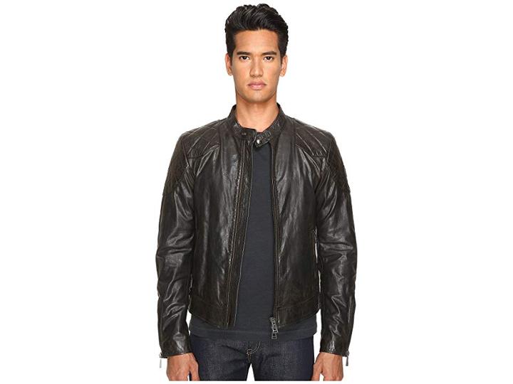Belstaff Outlaw Lightweight Hand Waxed Leather Jacket (black) Men's Coat