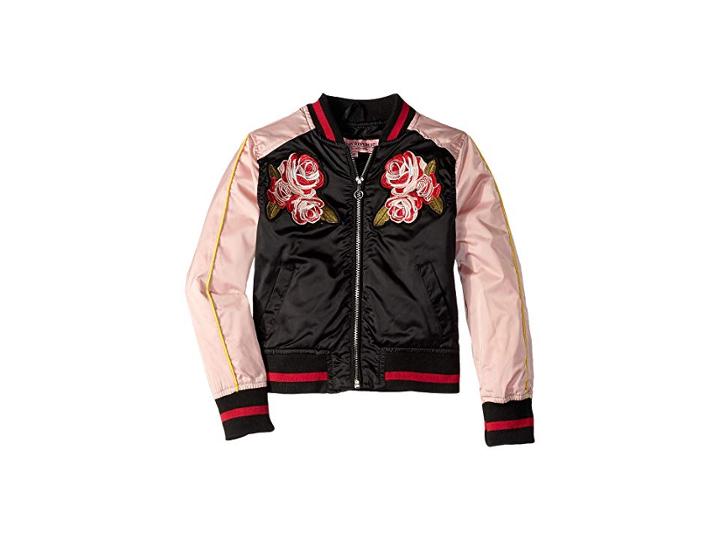 Urban Republic Kids Embroidered Sateen Bomber Jacket (little Kids/big Kids) (black) Girl's Coat