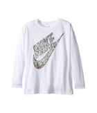 Nike Kids Sportswear Long Sleeve Graphic Top (little Kids/big Kids) (white) Girl's Clothing