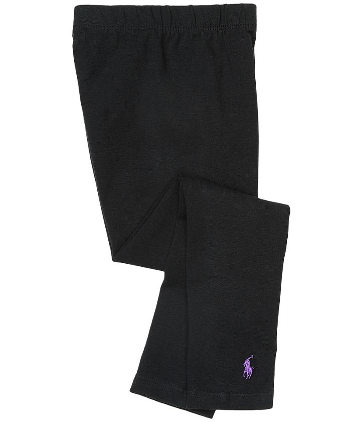 Polo Ralph Lauren Kids Solid Jersey Leggings (little Kids) (polo Black) Girl's Casual Pants