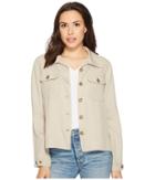 Liverpool Flyaway Shirt Jacket With Patch Pockets In Textured Tencel (chateau Gray) Women's Coat