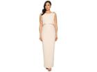 Adrianna Papell Long Stretch Crepe Pop Over Gown With Beaded Shoulder Detail (light Blush) Women's Dress