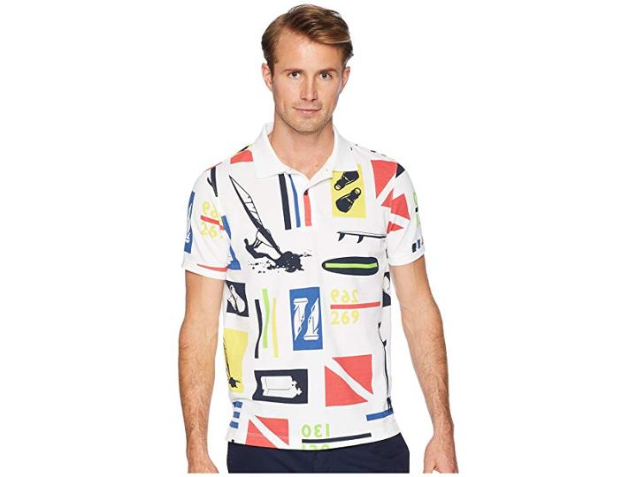Nautica Short Sleeve Scuba Printed Polo (bright White) Men's Clothing