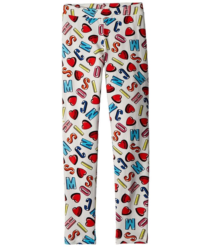 Moschino Kids All Over Logo Heart Print Leggings (little Kids/big Kids) (multi) Girl's Casual Pants