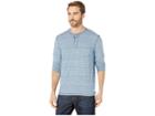 Tommy Bahama Indigo Stripe Palms Henley Long Sleeve (scandia Blue) Men's T Shirt