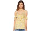 Miss Me Open Shoulder Floral Top (yellow) Women's Clothing
