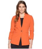 Tahari By Asl Crepe One-button Rouched Sleeve Jacket (orange) Women's Coat