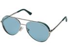 Guess Gu7607 (shiny Light Nickeltin/blue) Fashion Sunglasses
