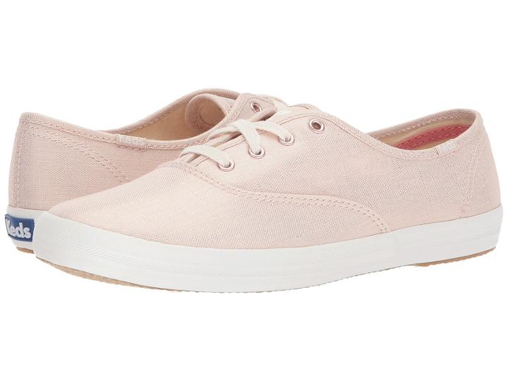 Keds Champion Metallic Linen (rose Gold) Women's Lace Up Casual Shoes