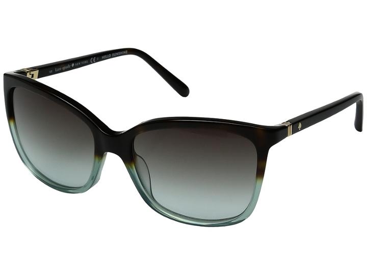 Kate Spade New York Kasie/s (havana Green Shaded/gray Gradient Aqua Lens) Fashion Sunglasses